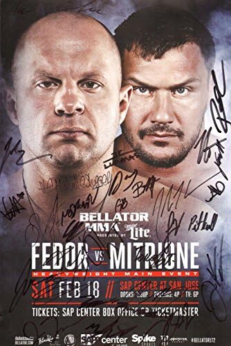 Fedor Emelianenko Matt Mitrione + Bellator 172 İmzalı 11x17 Poster SBC İmzalı-İmzalı UFC Etkinlik Posteri