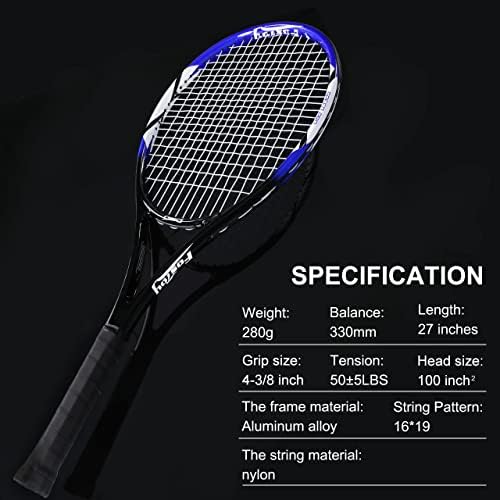 Fostoy Yetişkin Tenis Raketi, 27 inç Tenis Raketi 2 Paket, Acemi Öğrenci Kadınlar ve Erkekler için mükemmel Tenis Raketi,