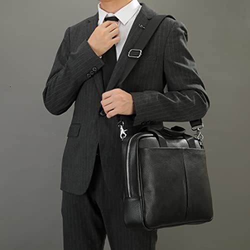 Womleys Hakiki Deri Evrak Çantası Erkekler için 15.6 İnç Dizüstü askılı çanta İş seyahat el çantası Satchel omuz çantaları