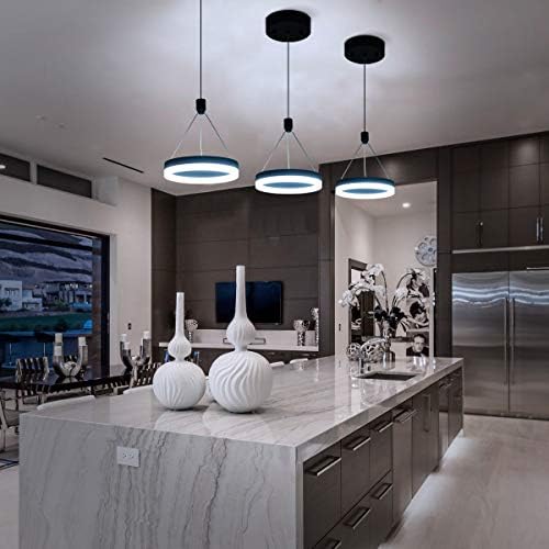 CHOOHUE Modern LED kolye ışıkları, 7.87 dim daire halka siyah sarkıt aydınlatma için mutfak ada yemek odası yatak odası fuaye