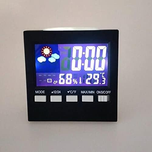 LMMDDP Renkli LCD dijital alarmlı saat Saat Sıcaklık Nem Ses Kontrolü Erteleme Süresi Gece Lambası Hava Durumu Ekran LED