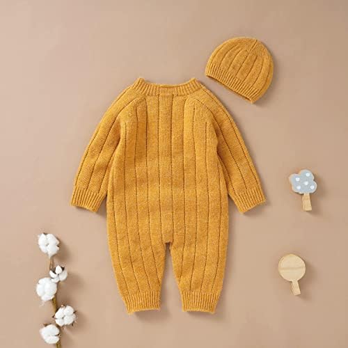 Mubıneo Bebek Bebek Kız Erkek Sonbahar Kış Kalın Örgü Tek Parça Kıyafet Romper Tulum Kazak Dış Giyim