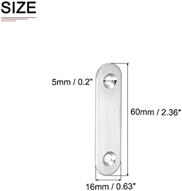 DTGN 60x16mm (LxW) Düz Düz Brace Plate-30Pack - Mobilya Tamiri için İyi-Vidalı Paslanmaz Çelik Destek Plakası-Gümüş Ton