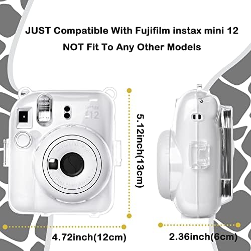 HİYQİN ınstax mini12 Kılıf / Polaroid mini 12 kılıf, Koruyucu Şeffaf Kılıf için Fujifilm Instax Mini 12 Kamera Kristal Sert