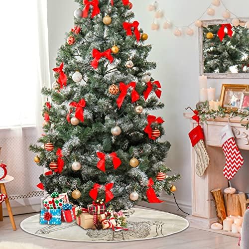Oarencol Komik İnsan İskeleti Vintage Noel Ağacı Etek 36 inç Noel Tatil Parti Ağacı Mat Süslemeleri