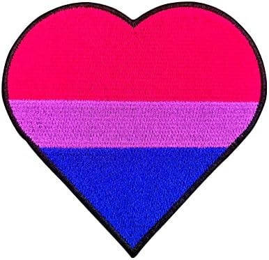 Kalp Biseksüel Gurur Bayrağı LGBTQ Biseksüel Bayrağı-4 inç Ütü Yama