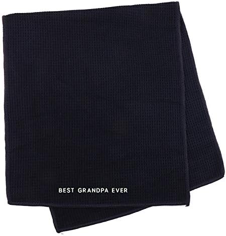Trendy Giyim Mağazası Best Grandpa Ever One Line İşlemeli Mikrofiber Waffle Dokulu Spor Havlu-Royal