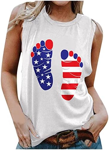 Kadın Temmuz 4th Gömlek Amerikan Bayrağı Tankı Üstleri Kadınlar için Vatansever Gömlek Yaz Kolsuz Tankları Egzersiz Yoga