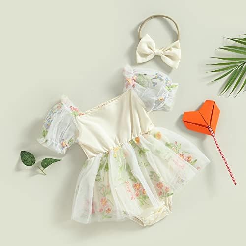 Bebek Kız Romper Elbise Fırfır Dantel Kolsuz Tulum Kek Smash Çiçek Elbise Kafa Bandı Yenidoğan yaz giysileri