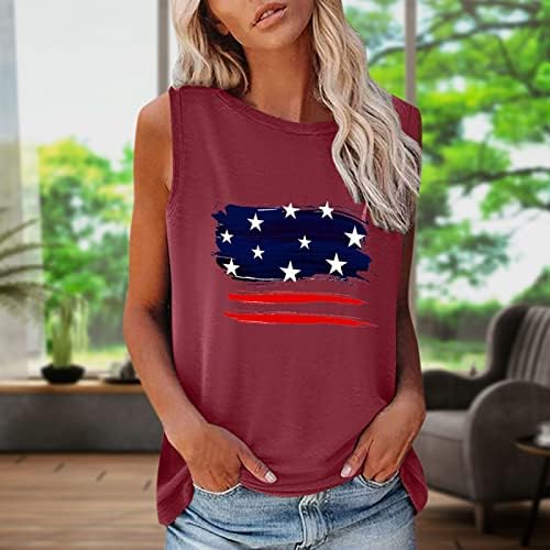 ABD Bayrağı Tankı Üstleri Kadınlar için 4th Temmuz Tankı Üstleri Gömlek Bağımsızlık Günü Amerikan Bayrağı T-Shirt Egzersiz