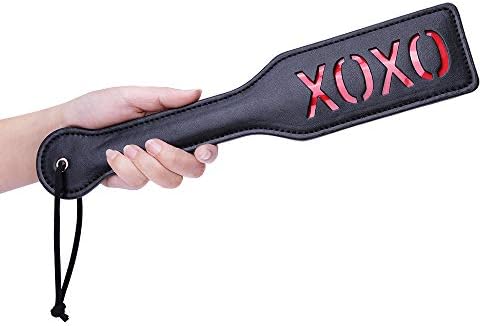 Seks Oyunu için suni Deri XOXO Şaplak Kürek, 12.8 inç Toplam Uzunluk Kürek, Siyah