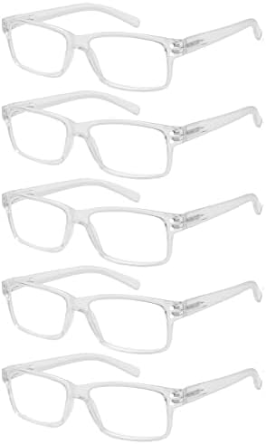 Eyekepper, Erkekler için Birlikte Verilen 5 Paket Klasik Şeffaf Okuma Gözlüklerinde %10 Tasarruf ve 5 Paket Vintage Siyah