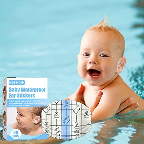 30 Adet Bebek Su Geçirmez Kulak Çıkartmalar - Bebek Su Geçirmez Kulak Koruyucu Tek Kullanımlık Yenidoğan kulak koruyucu Yüzme