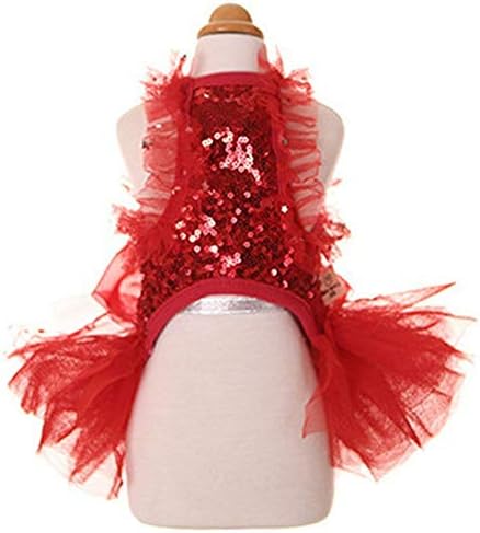 MaruPet Moda Tatlı Yavru Köpek Bling Bling Prenses Etek Pet Köpek Dantel Kek Kaşkorse Tutu Elbise Kırmızı XL