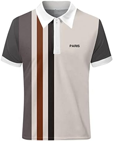 XXBR Yaz polo gömlekler Mens için, 2022 Yeni erkek Fermuar Boyun Kısa Kollu Golf Üstleri Renk Bloğu Patchwork Casual Gömlek