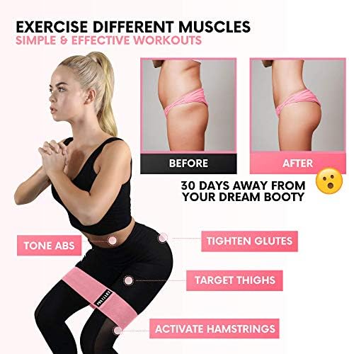 FitFox Kumaş Direnç Ganimet Bantları / Kadınlar için Egzersiz Bantları Bacaklar ve Popo | Egzersiz için Glute Bantları /