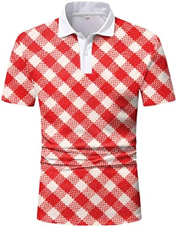 XXBR Erkek Ekose polo gömlekler, Kısa Kollu Kontrol Rahat Golf Gömlek Düğmesi Boyun Yaz Spor Kafes Tenis Tee Tops