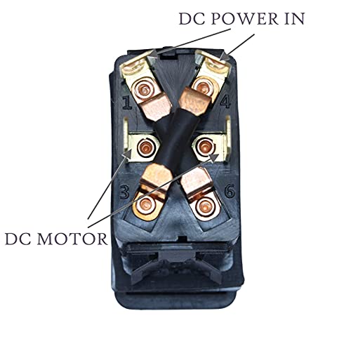 IndusTec Anlık Motor Ters Polarite Vinç Rocker Anahtarı DC Kontrol DPDT 20A 12V 24V (On) - Off - (On) 4 Pin 3 Pozisyon Çift
