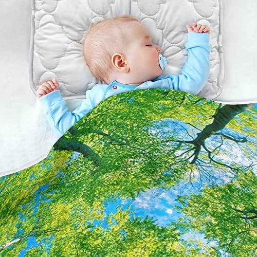 Yeşil Orman Ağacı Unisex Kabarık Bebek Battaniyesi Beşik Yürümeye Başlayan Battaniye Kreş için Kalın ve Yumuşak Malzeme ile