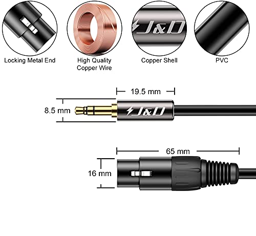 J & D XLR 3.5 mm Mikrofon Kablosu, PVC Kabuklu XLR Dişi 3.5 mm 1/8 inç TRS Erkek Dengeli Kablo XLR TRS 1/8 inç Adaptör DSLR