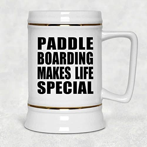 Designsify Paddle Boarding Hayatı Özel Kılıyor, Dondurucu için Kulplu 22oz Bira Stein Seramik Tankard Kupa, Doğum Günü Yıldönümü