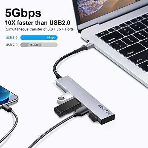 USB C'den USB Hub'a 4 Bağlantı Noktası 5 Gbps, Mac Mini, MacBook Pro/Air, Samsung S9/S8, iPad Pro, XPS, Dell, Chromebook