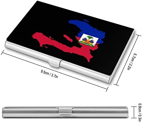 Haitiflag Harita İş kartlıklı cüzdan Erkekler ve Kadınlar için Cep Metal İnce isim kartı Durumda 3. 7x2. 2x0. 3 İnç
