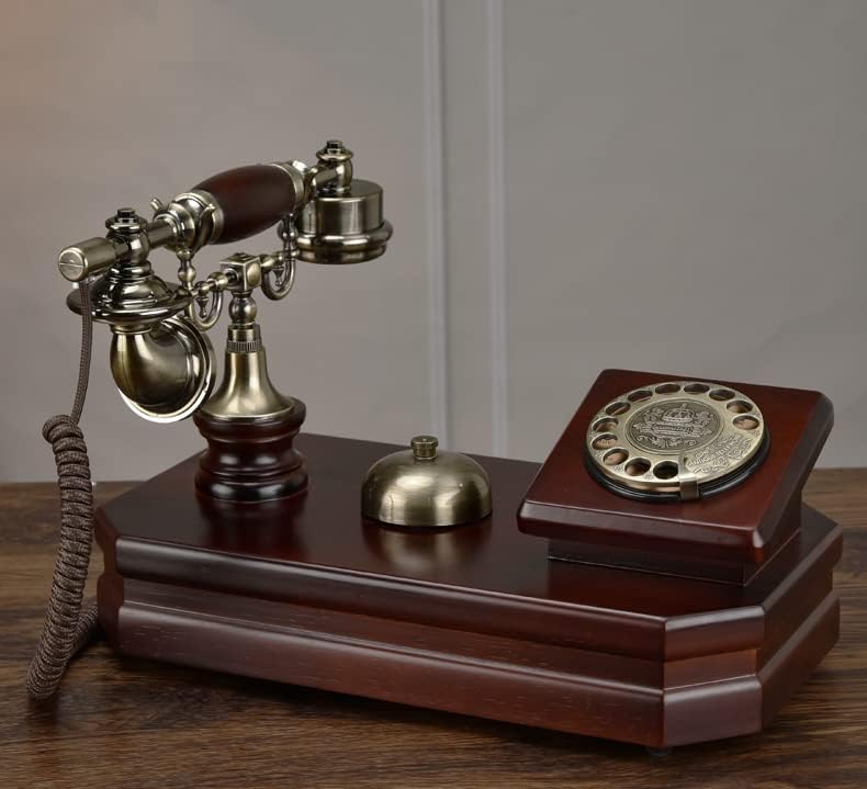 Retro Telefon Avrupa Tarzı Kablolu Döner Telefon Ofis Oturma Telefon Dekorasyon Masası Klasik Oda Ev Sabit (Renk: Maun, Boyut: