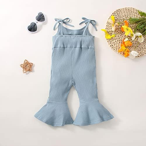 Yenidoğan Bebek Bebek Kız Çan Alt Kıyafet Giysileri Rahat Düz Renk Tulum Tulum Tek Parça Flare Pantolon Kıyafetler