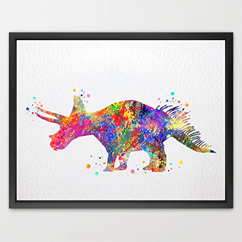 Dignovel Stüdyoları 8X10 Triceratops Dinozor Sanat Baskı Suluboya Resim Sanat Baskı Çocuklar İçin çocuk Duvar Sanatı Duvar