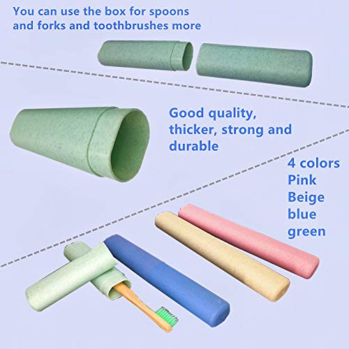 Bambu Diş Fırçası (Kılıflı 4'lü Paket) - 4'lü Seyahat Diş Fırçası Kılıfı ve 10'lu paket Diş İpi ile Yumuşak Çevre Dostu-Bpa