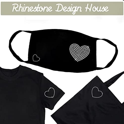 9 Parça Demir On Kalp Rhinestone Aplike Transferi DIY Kalp T-Shirt Yüz Maskesi Transferi Çıkartması Glitter Kristal Desen