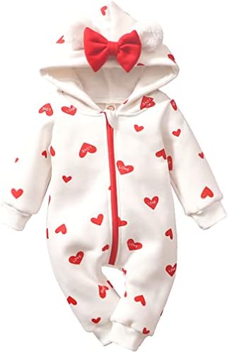 AMAWMW Yenidoğan Bebek Kız Kış Giysileri Bebek Kar Takım Elbise Bebek Çilek Tulum Kapşonlu Romper Snowsuit Sıcak Polar Kiraz