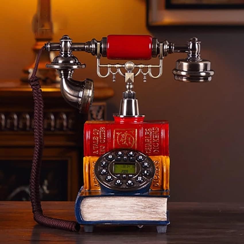 MMLLZEL Retro Kitap Tabanı Sabit Telefon Ev için, Vintage Düğme kadranlı telefon Eski Moda Telefon Kablolu Telefon Eller