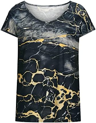 Siyah Gömlek Bayan Sonbahar Yaz Kısa Kollu Tekne Boyun Mermer Grafik Üstleri T Shirt Bayan Giyim Moda YIL M