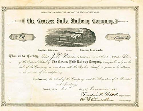 Genesee Falls Demiryolu-Stok Sertifikası