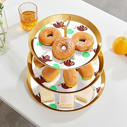 Kek Standları 3 Set, Tembellik ve palmiye yaprakları Ayaklı Ekran Masa Tatlı Cupcake Standı Düğün Bebek Duş Kutlama