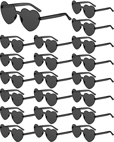 20 Pairs Kalp Şeklinde Çerçevesiz Güneş Gözlüğü Şeffaf Şeker Renk Çerçevesiz Gözlük Moda Gözlük, 10 Renk
