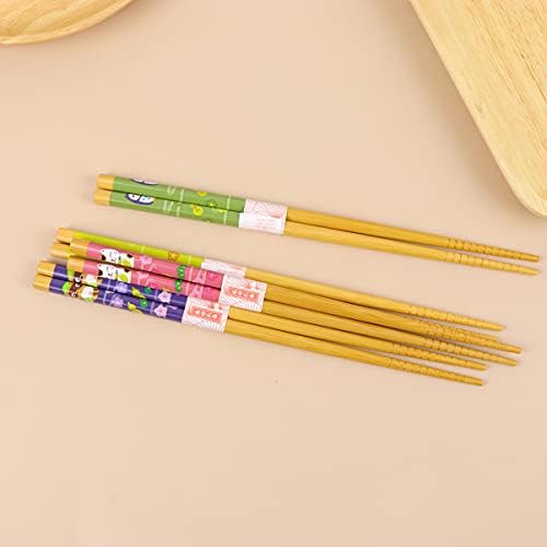 Hemoton 8 Pairs Doğal Bambu Çubuk Hayvan Desen Kullanımlık Japon Tarzı Çubuk Suşi çubuklarını Erişte Çubuklarını Saç Sopa