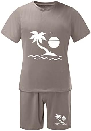 Erkek Kısa Setleri 2 Parça Kıyafetler, Gömlek Kısa Kollu ve Rahat plaj şortu Büyük Boy Yaz Eşofman Streetwear Seti