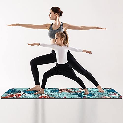 MaMacool Yoga Mat Sazan Balıklar Mavi Dalga Çevre Dostu Kaymaz Fitness egzersiz matı Pilates ve Zemin Egzersizleri