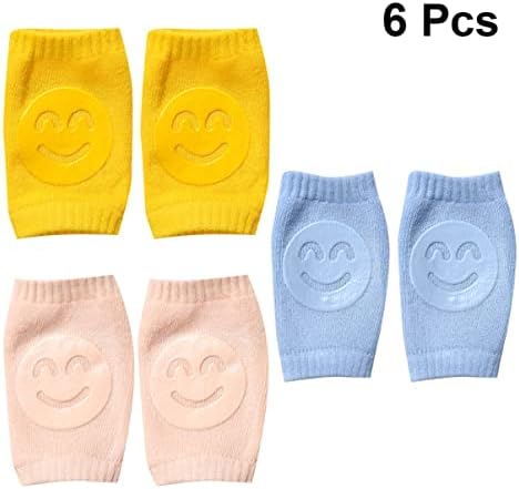 Toddmomy 6 pairs Kayma Kneepad Toddlers Nefes Renk + sarı Tarama Brace Bebek Pamuk Emniyet Ayarlanabilir Çorap Guard Mavi