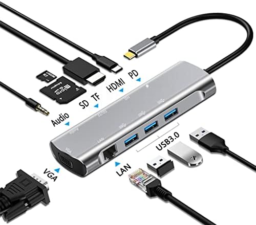 LHLLHL C Tipi Uyumlu 4K 30Hz RJ45 USB 3.0 Adaptör Tipi C HUB Dock Pro Hava Dizüstü Splitter (Renk: D, Boyut : E)