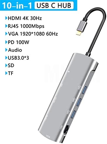 WETYG C Tipi Uyumlu 4K 30Hz RJ45 USB 3.0 Adaptör Tipi C HUB Dock Pro Hava Dizüstü Splitter (Renk: D, Boyut : E)