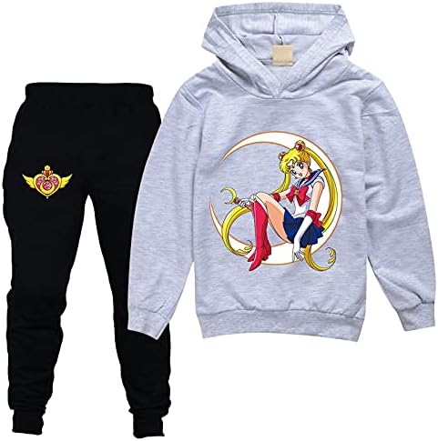 HUANXA Çocuklar Sailor Moon Eşofman Sevimli svetşört ve koşu pantolonları 2 Adet Rahat Kazak Takım Elbise
