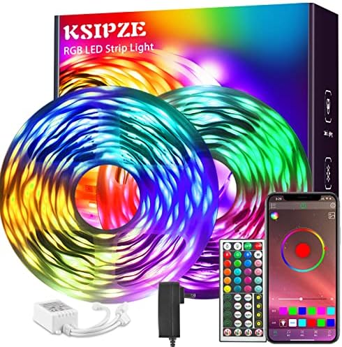 KSIPZE 150ft Led şerit ışıkları (2 rulo 75ft) RGB Müzik Senkronizasyonu Renk değiştirme, Akıllı App kontrol uzaktan Kumandalı