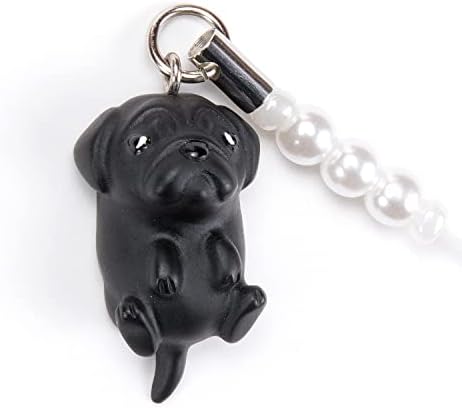 Pet Severler El Yapımı Köpek Boncuk Cep Telefonu Askısı Pug Siyah