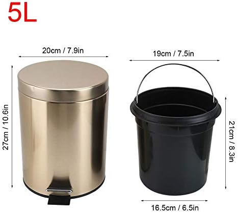 RENSLAT Paslanmaz Çelik Basamaklı çöp tenekesi Çöp Kovası çöp konteyneri Kutusu Kapaklı Banyo Mutfak için(3L / 5L) (Renk