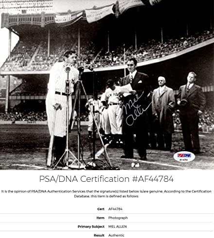Mel Allen İmzalı İmzalı New York Yankees Spikeri 8x10 inç Fotoğraf PSA / DNA İmzalı MLB Fotoğrafları
