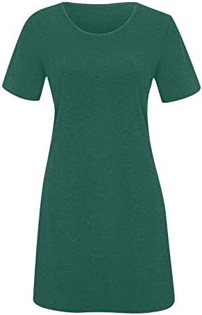 ADHOWBEW Yaz Elbiseler Kadınlar için 2023 Rahat Kısa Kollu Artı Boyutu Mini Gömlek Elbise